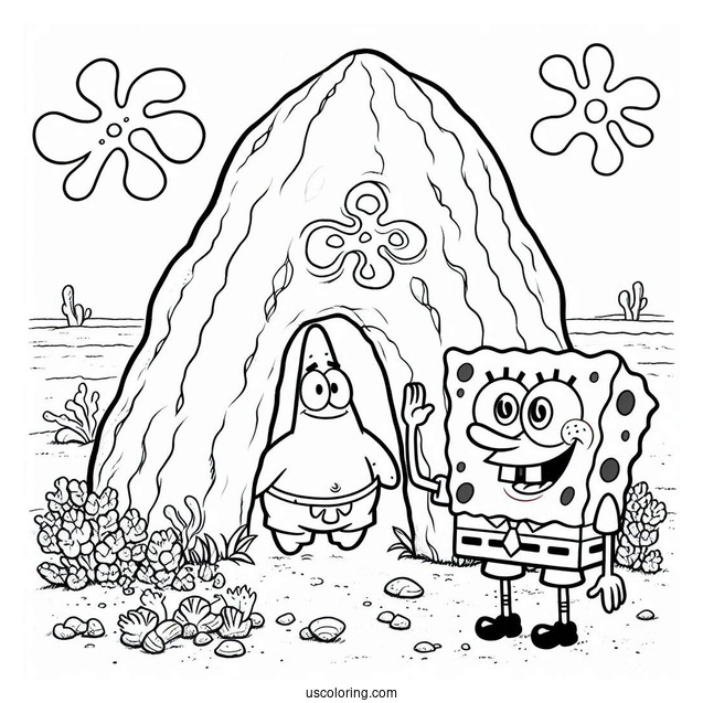 SpongeBob Saying Hello To Patrik Under His Rock