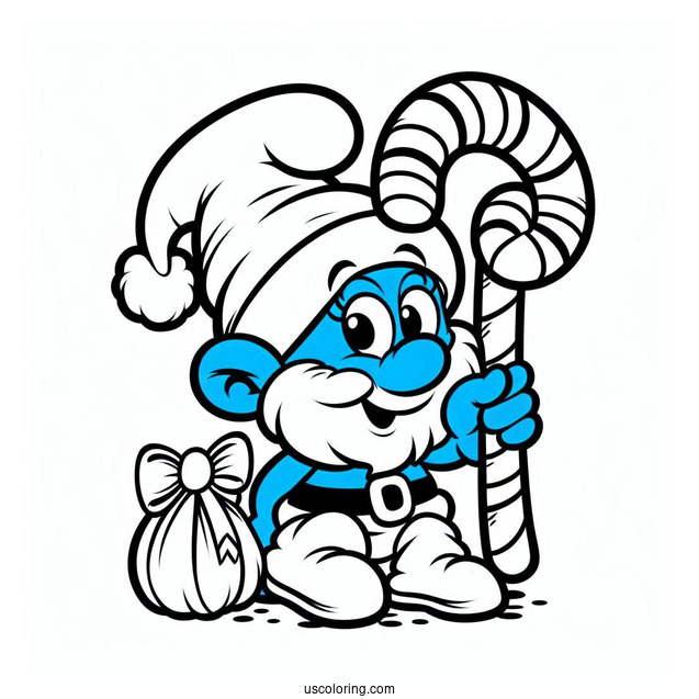 Santa Smurf With Christmas Candy Canes