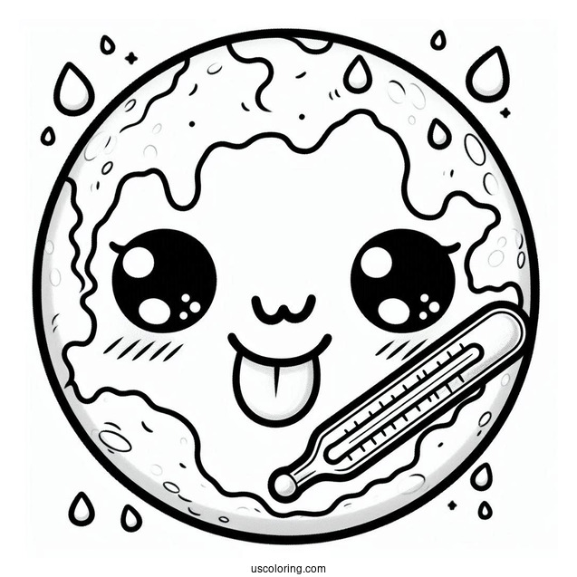 Sick Earth With A Thermometer In Its Mouth