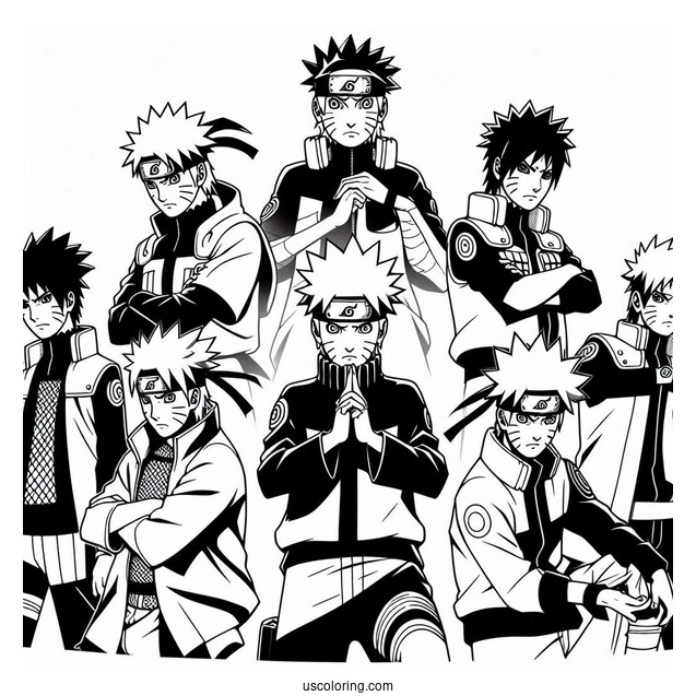 Naruto Coloring Page Of Multiple Shadow Clone Jutsu