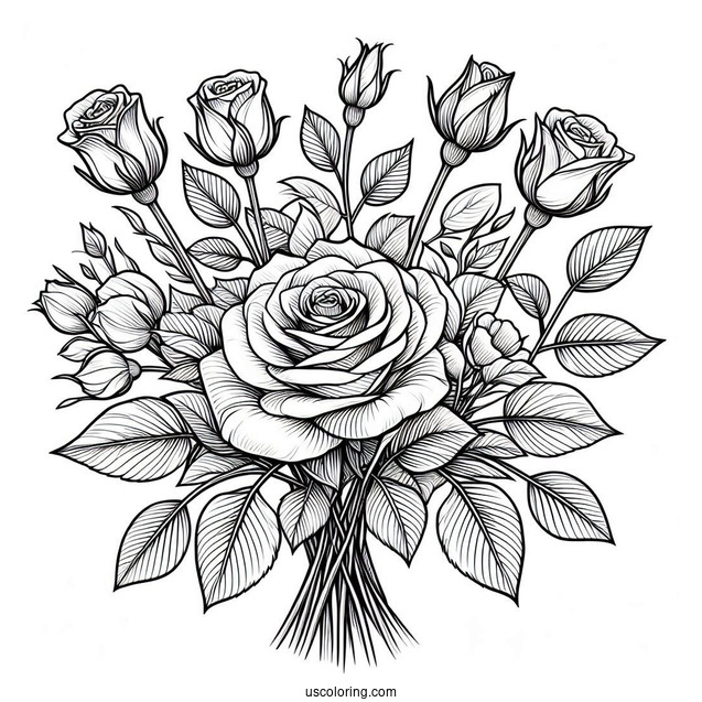 Bouquet Of Roses With Long Stems