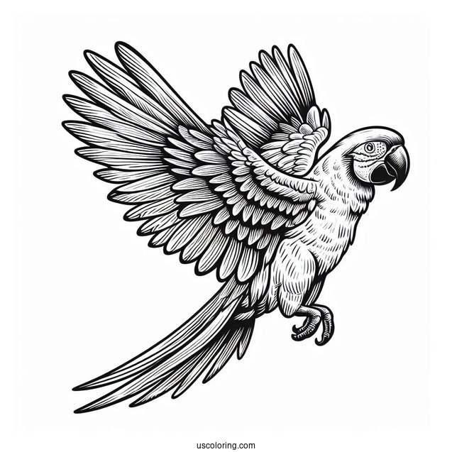 Flying Hyacinth Macaw Parrot