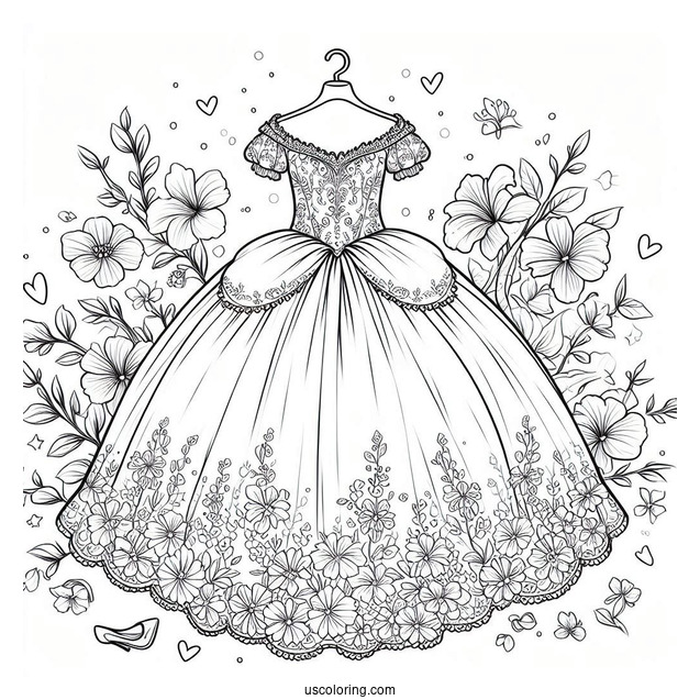 Beautiful Cinderella Dress With Flower Background