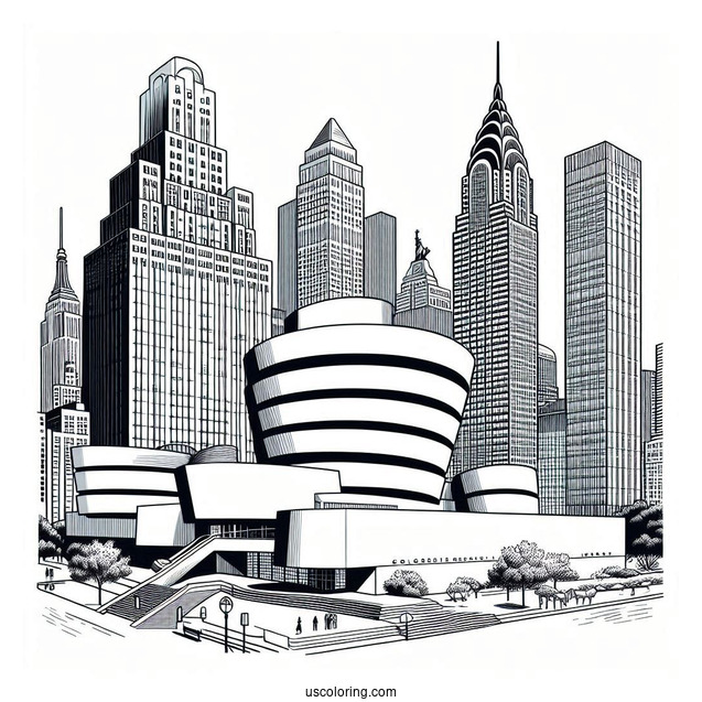 New York Coloring Page Of Solomon R. Guggenheim Museum
