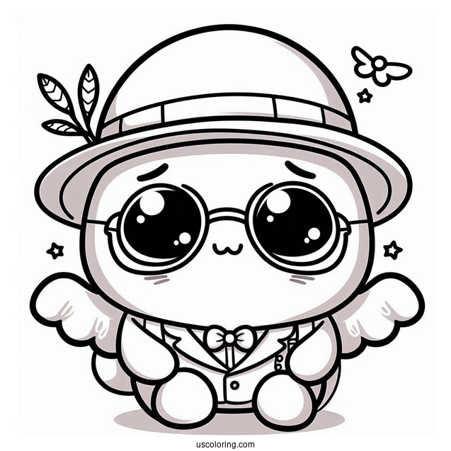 Boo In Bowl Hat And Shy Guy Coloring Page Wearing Aviator Glasses