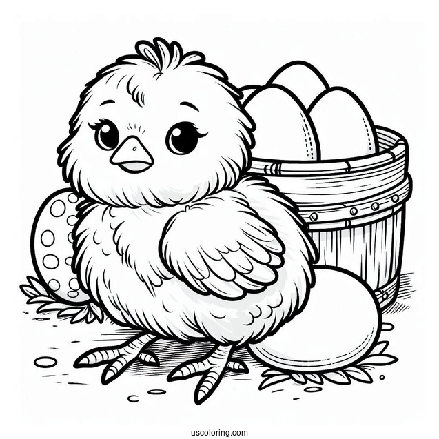 Hatched Chick On Farm To Color