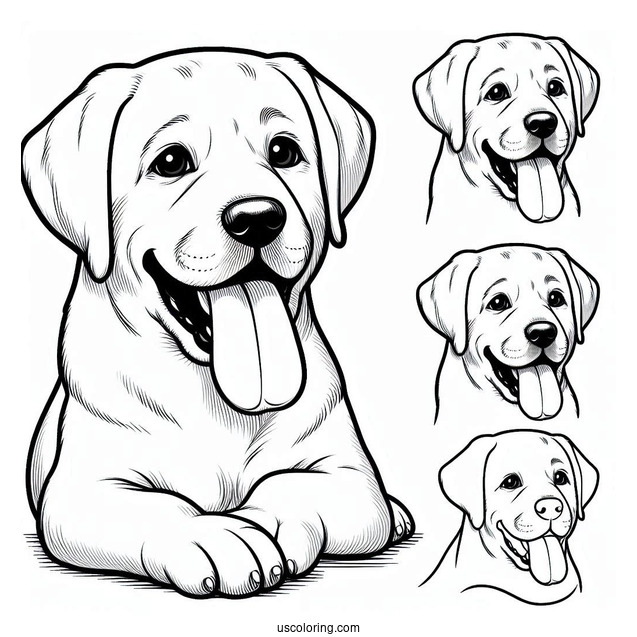 Coloring Sheet Of Labrador Retriever With Tongue Out