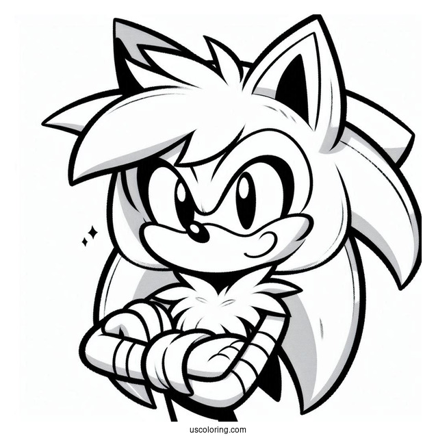 Furry Super Sonic Coloring Page With Arms Crossed