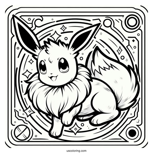 Eevee Pokemon Playing Card To Color
