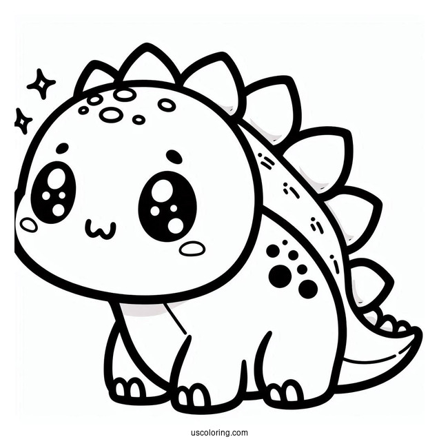 Kawaii Chibi Stegosaurus Coloring Page For Preschoolers