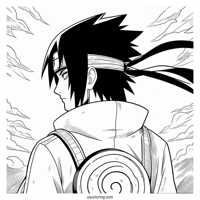 Uchiha Sasuke Coloring Page Looking Back