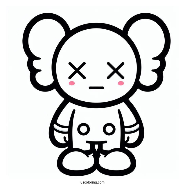 KAWS Coloring Page Companion Outline For Kids