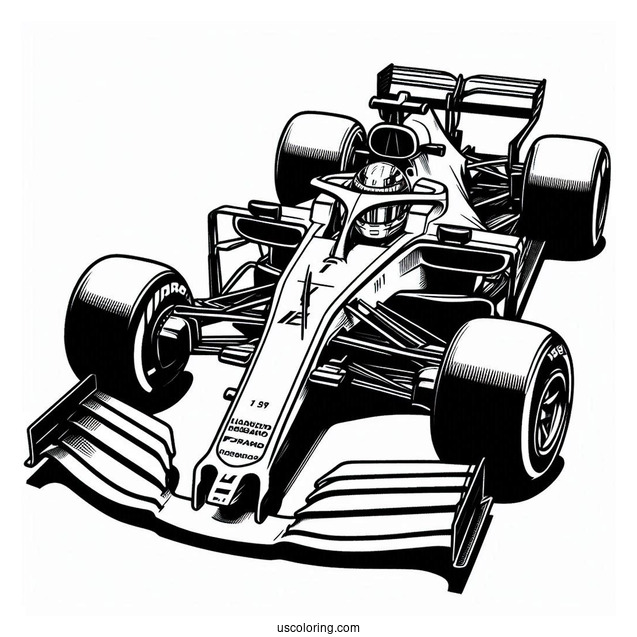 F1 Coloring Page Racer On Stop Of Car