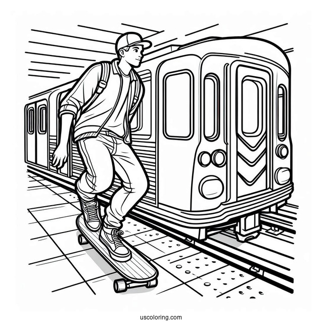 Subway Surfers Coloring Page On The Edge Of A Train