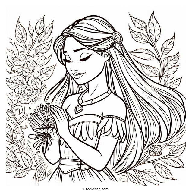 Muland And Pocahontas Coloring Sheet For Kids