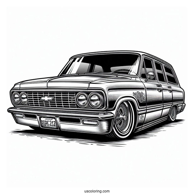 Realistic Chevrolet Lowrider Coloring Page
