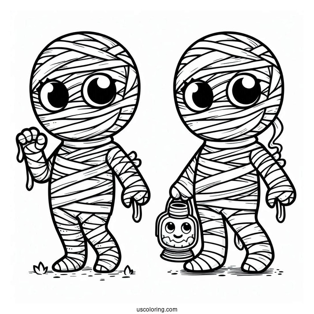 Detailed Cartoon Mummy Coloring Page