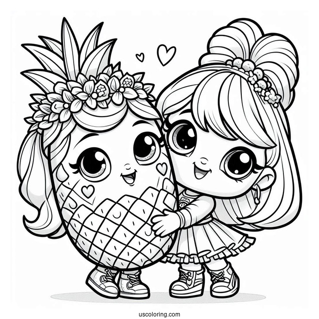 Polly Pocket Coloring Page And Lila Hugging Shani In Pineapple Costume