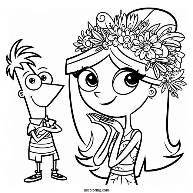 Phineas And Ferb Coloring Page Of Easy Isabella For Kids