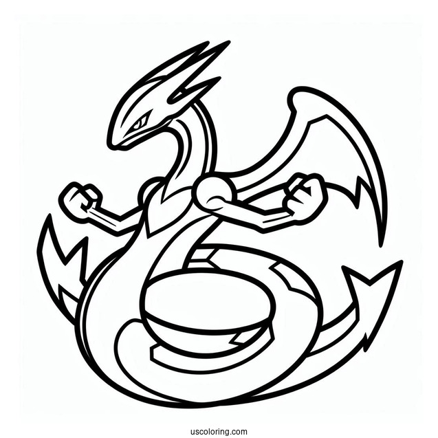Easy Outline Of Rayquaza Coloring Page For Kids