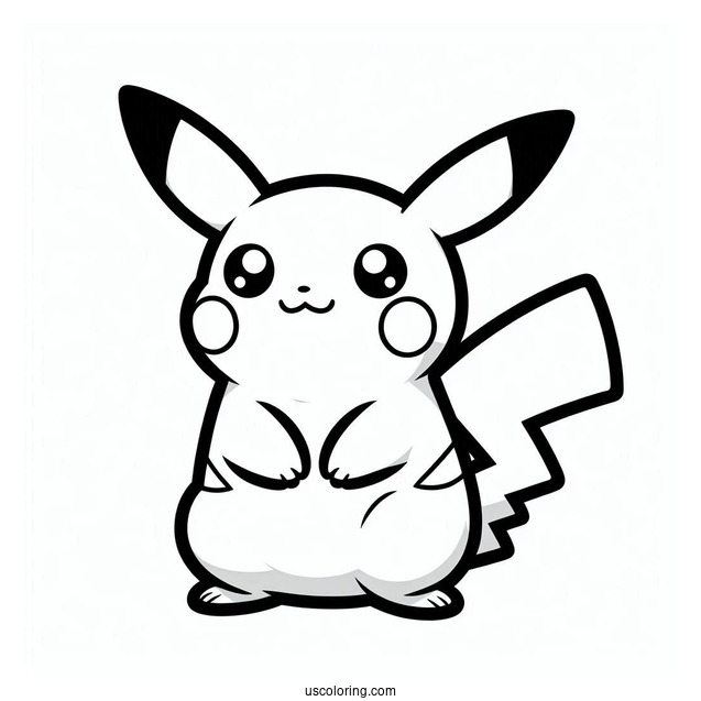 Simple Pikachu Outline For Kids Coloring In