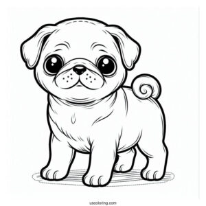 Adorable Baby Pug Coloring Sheet