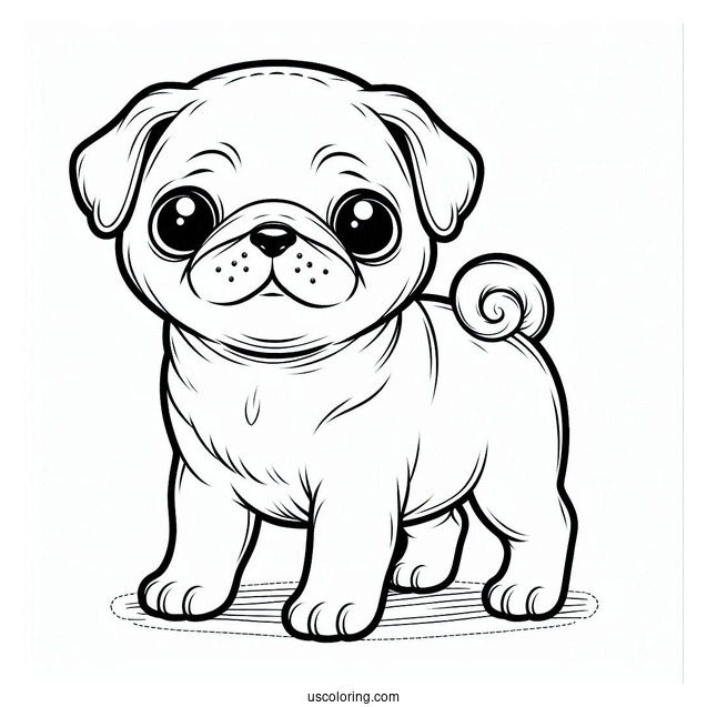 Adorable Baby Pug Coloring Sheet