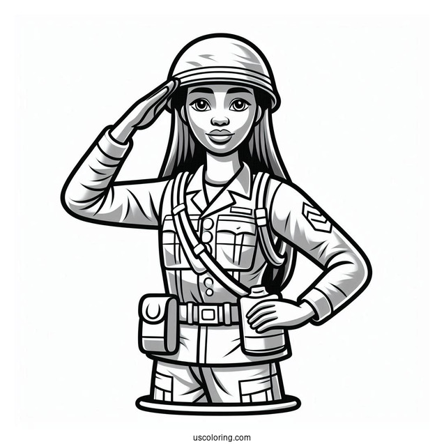 Plastic Toy Soldier Coloring Page Saluting