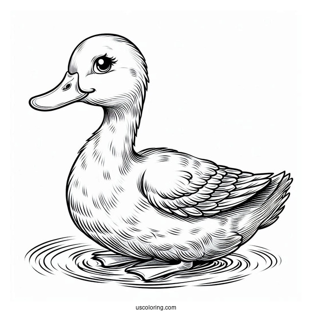 Realistic Coloring Page Of a Duck