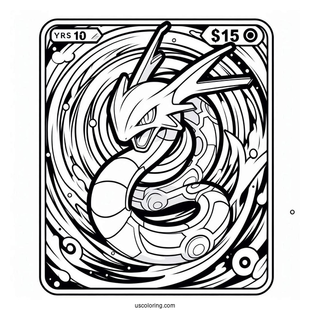 Rayquaza Spiral Rush Pokemon Card Coloring Sheet