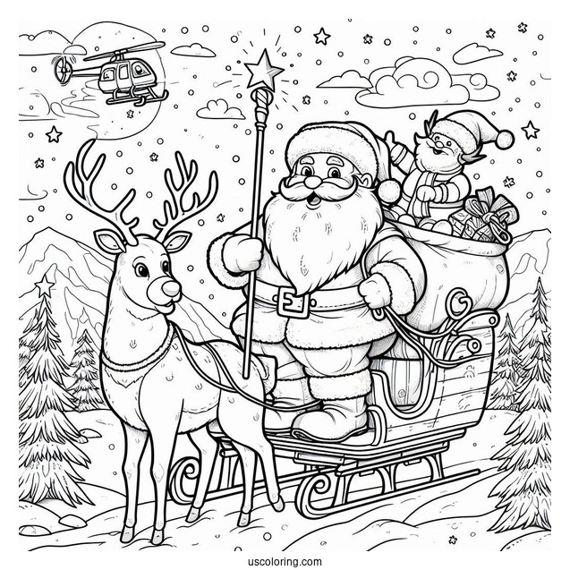 Santa Claus And Rudolph At The North Pole
