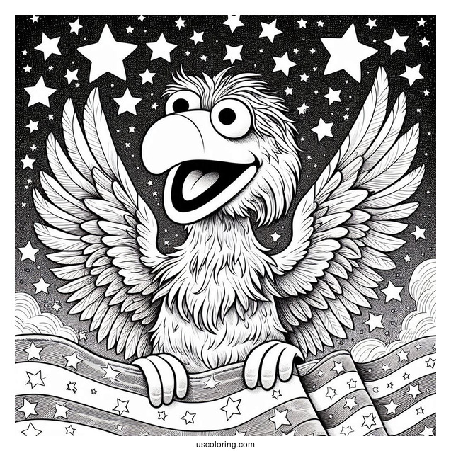 Muppets Coloring Page Of Sam Eagle With Starry Background
