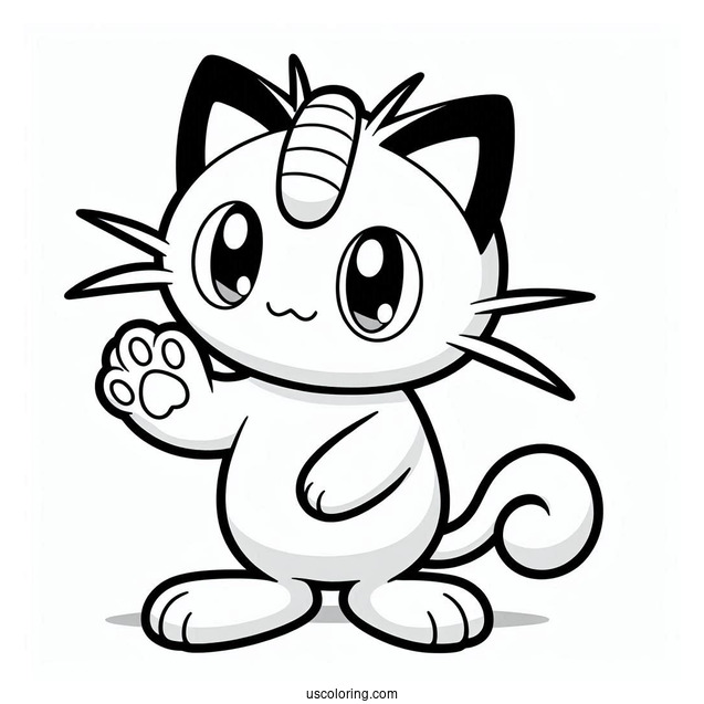Meowth With Paw Up Coloring Page