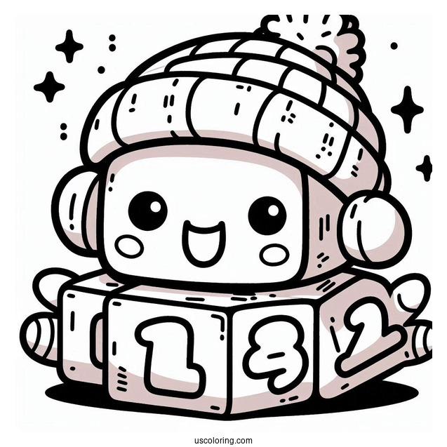 Numberblocks Coloring Page 10 Wearing Gloves