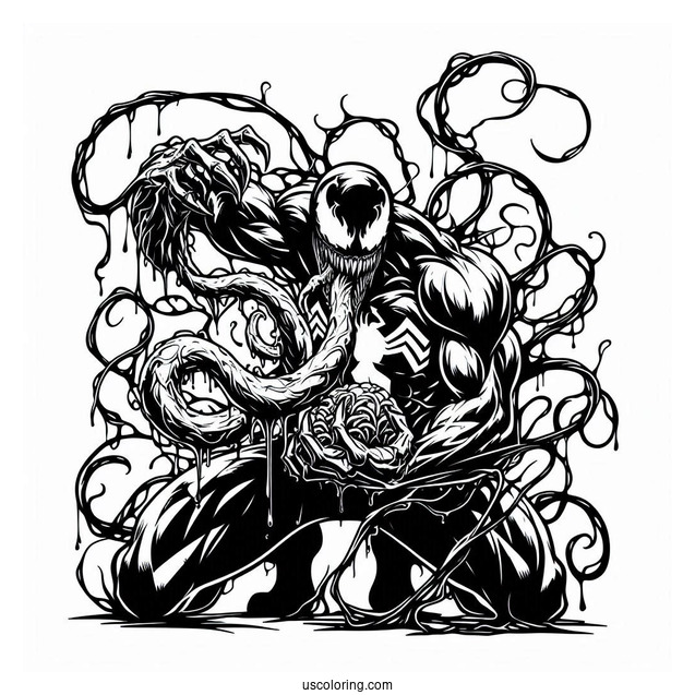 Venom Fighting With Carnage Coloring Page