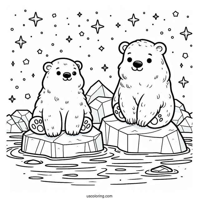 Coloring Page Of Polar Bears On Ice