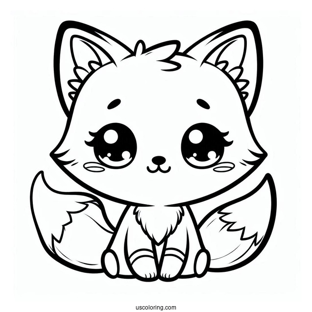 Chibi Fox Coloring Page For Kids