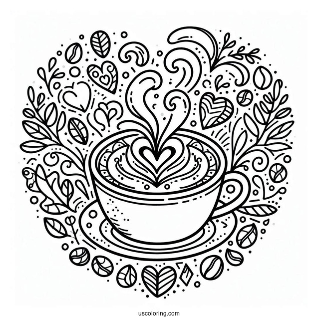 Coffee Coloring Pages Of Heart Coffee Art For Kids