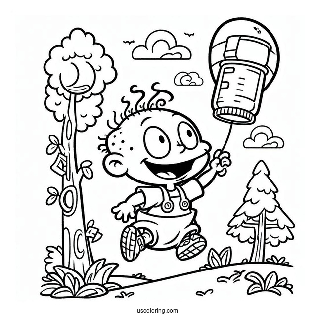 Rugrats Coloring Page Of Tommy Pickles With First In The Air For Preschoolers