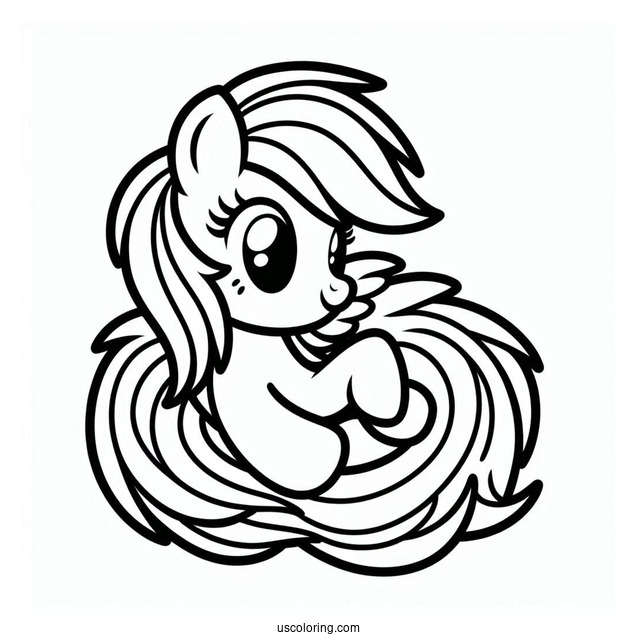 Kawaii Rainbow Dash Outline For Kids