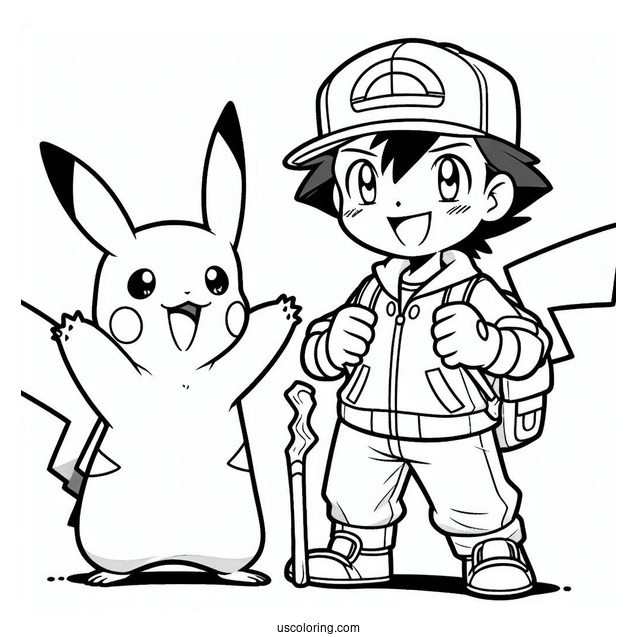 Ash And Pikachu To Color