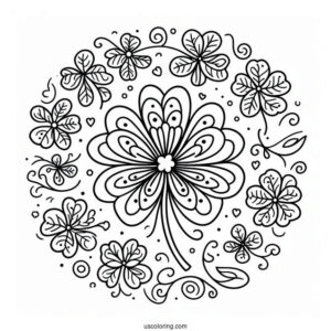 St. Patrick's Day Coloring Page Of Simple Clover Mandala