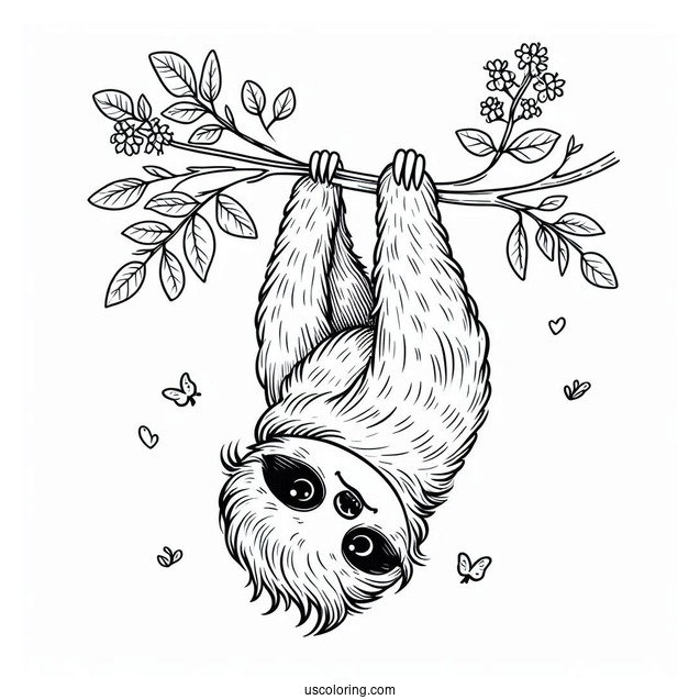 Cute Baby Sloth Hanging Upside Down