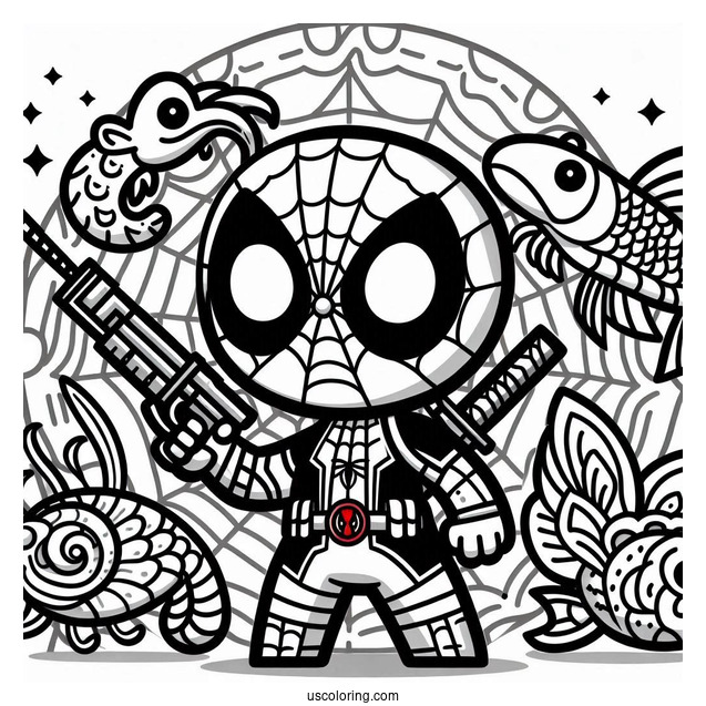 Kawaii Spider Man And Deadpool To Color
