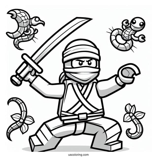 Easy Lego Ninja Coloring In For Preschoolers