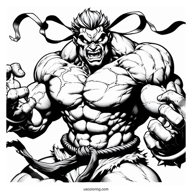 Scary Street Fighter Coloring Page Of Akuma