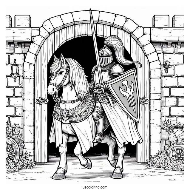 Detailed Knight Entering Castle