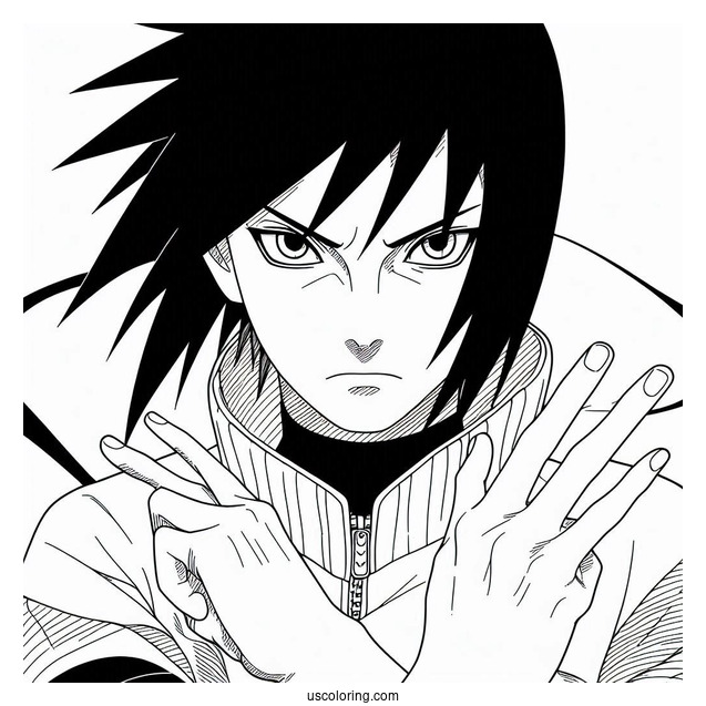 Uchiha Sasuke Coloring Page Using Chidori In Battle