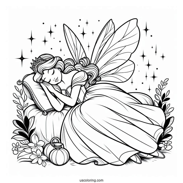 Sleeping Beauty Coloring Page Of Fairy Godmother Fauna For Preschoolers