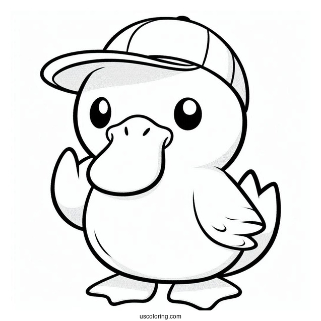 Psyduck Coloring Page Wearing A Cap